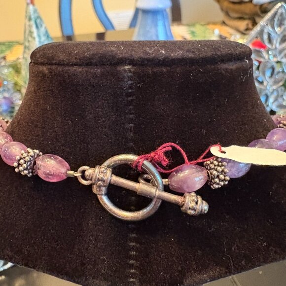 Genuine Amethyst and Sterling Silver Necklace - Picture 3 of 3